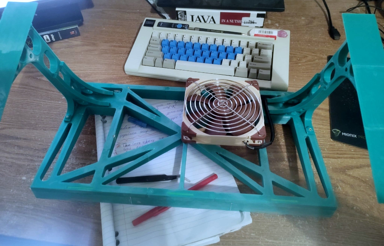 Laptop stand upside down.